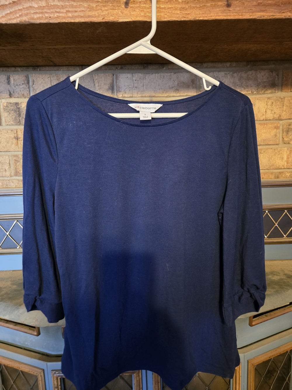 Liz Claiborne Deep Navy Boatneck Long Sleeve Top